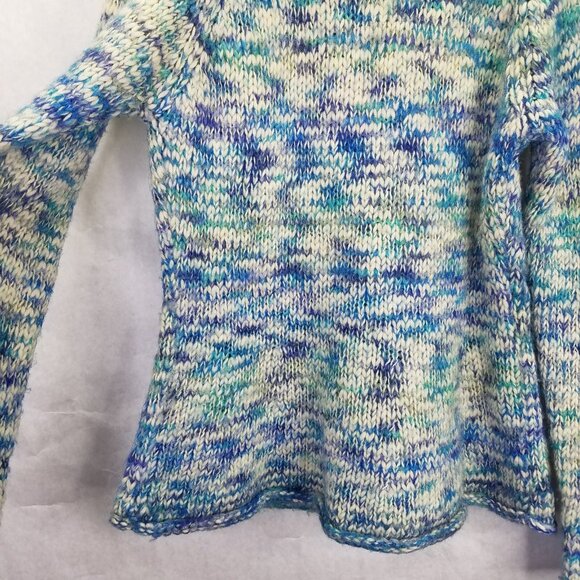 Anthropologie SLEEPING ON SNOW Cardigan Women's L Chunky Wool Blue Marled Button - Picture 9 of 15